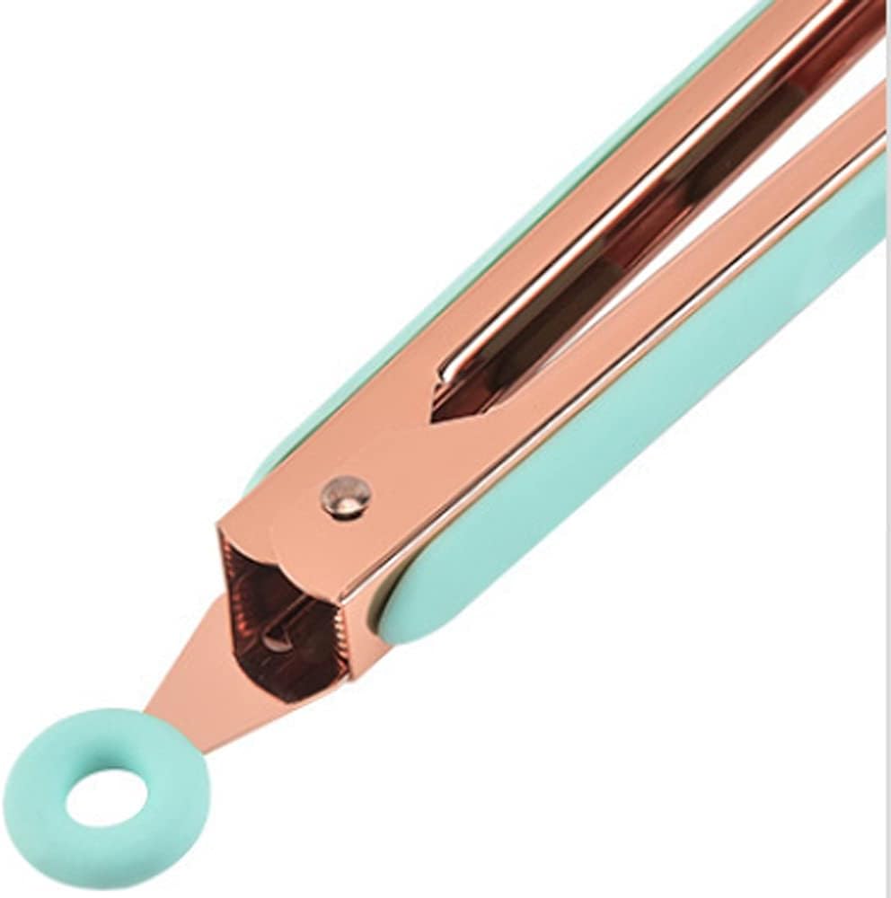 Cooking Tongs 1pc Stainless Steel Silicone Tipped Kitchen Food BBQ Cooking Tongs Barbecue Clamp Grill Tongs Non Stick (Pink)