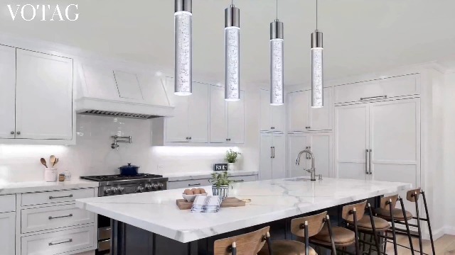 Image of 3 Pack Mini Pendant Light,Satin Nickel Kitchen Lighting with Led Bulb