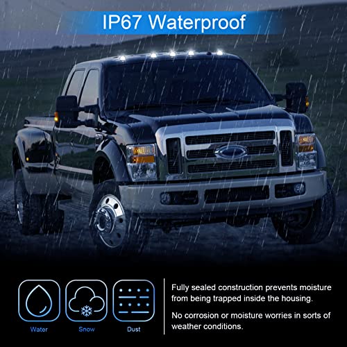 Shinefit 5Pcs Smoke Led Cab Light White Top Roof Running Cab Marker Lights Lamp Assembly 51 Leds Compatible With 1999-2016 F250 F350 F450 F550 Superduty #TOP5