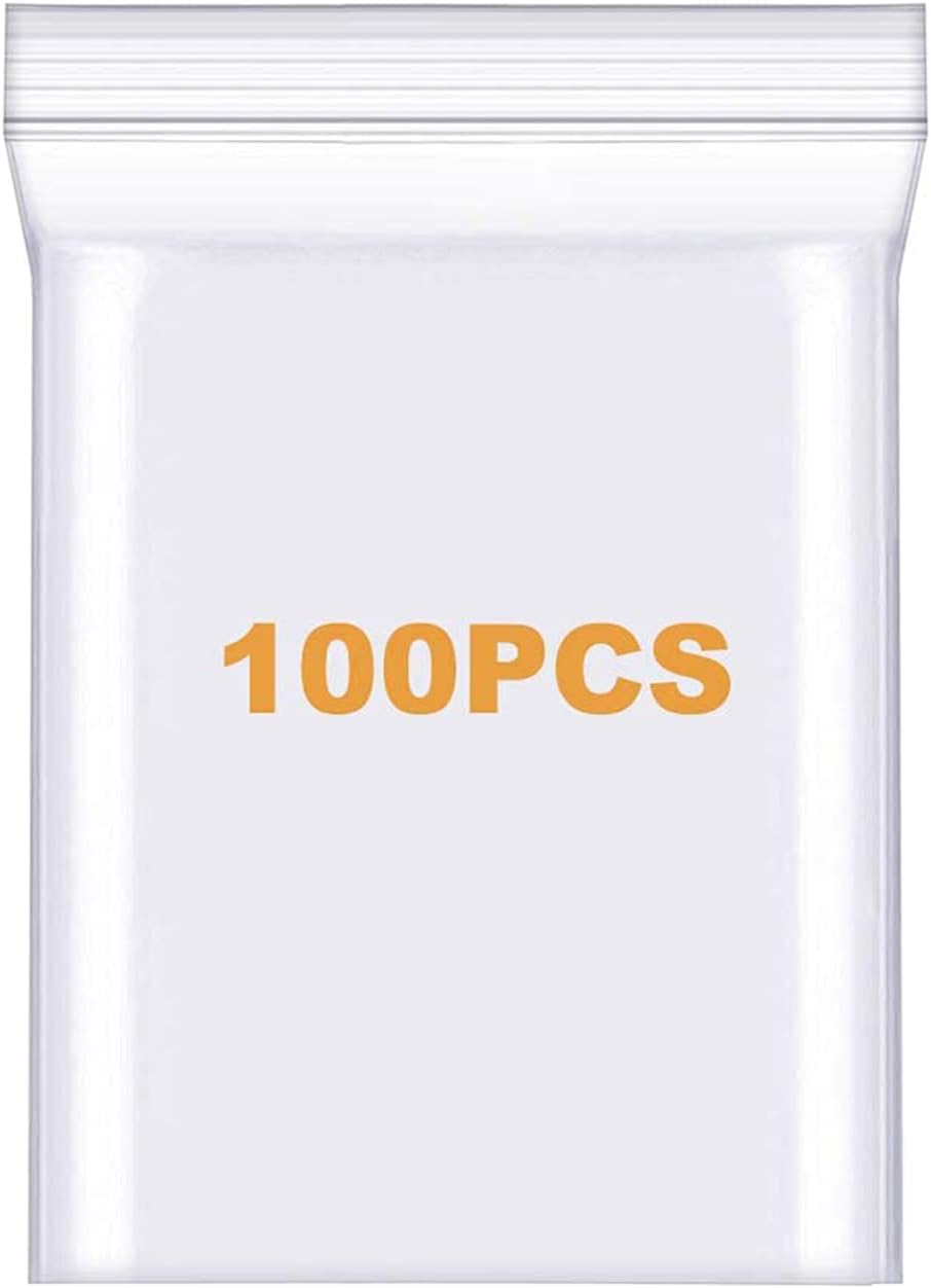 KASTWAVE 100 Count Quart Clear Reclosable Zip Plastic Poly Bags 6'' X 9'' with Heavy Duty Plastic Resealable Lock Seal Zipper Bags for Photo, Jewelry, Bakery, Treats, Party Favors - 2 Mil