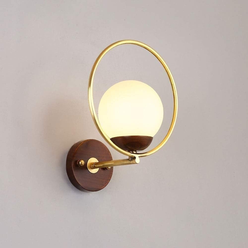 CWCQGH Modern Wall Light Glass Lampshade Copper Wall Sconce Oriental Wall Lamp Wall Wash Lights Headboard Lamps,21X25cm