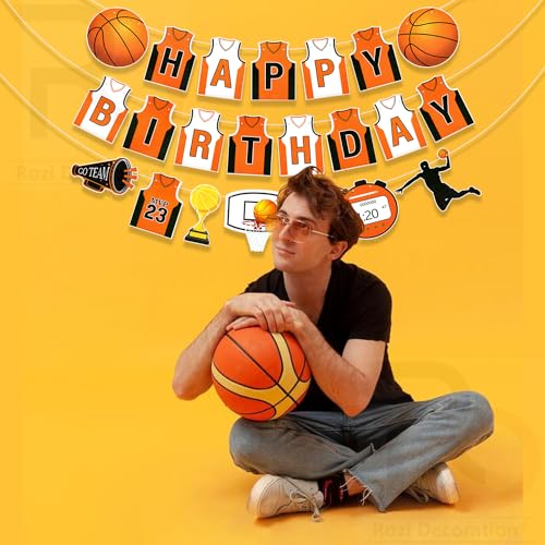 Image of Rozi Decoration Basketball Theme Happy Birthday Banner Decoration for Kids, Girl, Boy - Sport & Game Birthday Decor Pack of 1 Set Banner