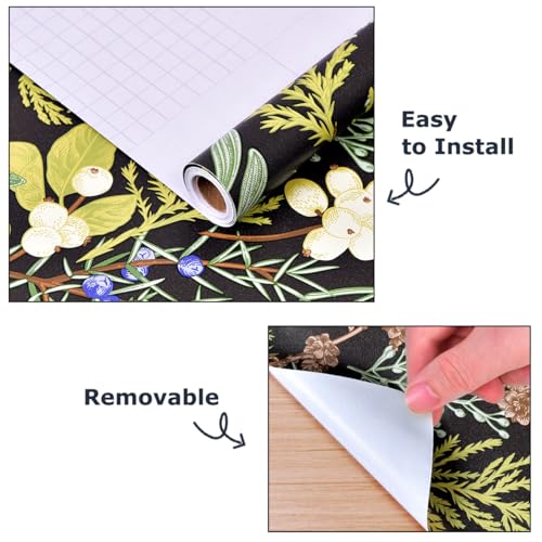 Papier peint à décoller et à coller imperméable Okydoky fleurs vertes