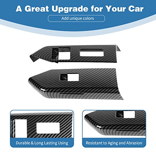 Carbon Fiber Window Lift Switch Button Panel Cover Compatible with Ford Mustang 2010 2011 2012 2013 2014