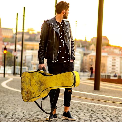 Housse guitare acoustique jaune vintage imperméable avec double sangle réglable - 6