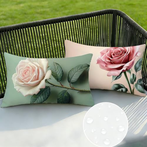 Housse de coussin 40 x 70 cm lot de 2 imperméable rose