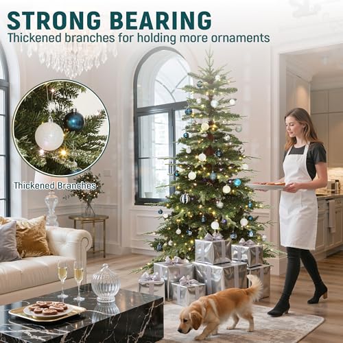 image for YITAHOME Pre-Lit Aspen Fir Artificial Christmas Tree 6.5ft with Remote