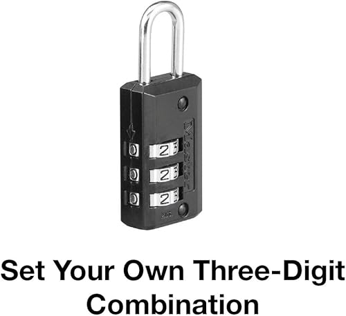 Miniatura 4 de Master Lock 646D Set Your Own - Cerradura de combinación para equipaje, 1316 pulgadas de ancho con grillete largo de 1116 pulgadas, color negro