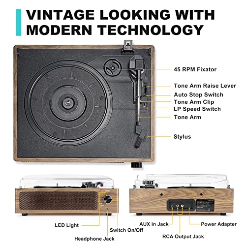 40% Off Seasonlife Vintage Vinyl Record Player with Speakers - Image 3