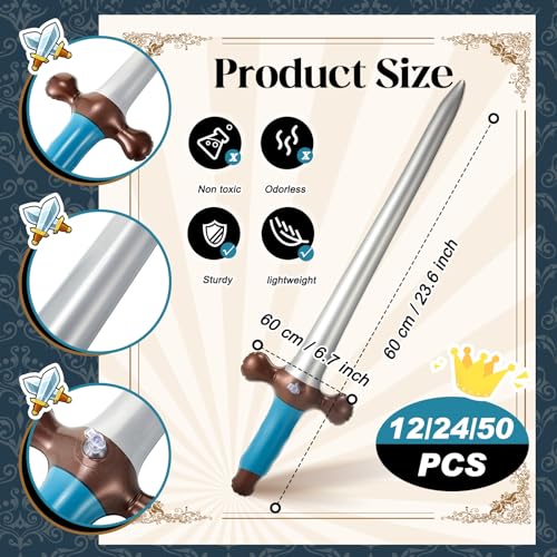 image for Outus 24 Pcs Inflatable Swords Blow up Swords Prince Themed Party Favo