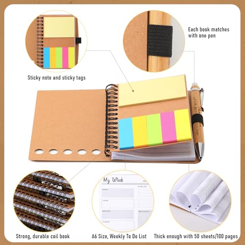 Carnets hebdomadaires à spirale lot de 20 blocs-notes avec post-it - 3