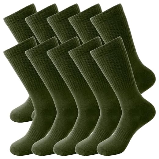 Skyebed 5 Pairs Military Green Socks Army Crew Sock Military Boot Socks for Men Women Working Outdoor (US, Alpha, One Size, Regular, Regular, Green Thickened Style)