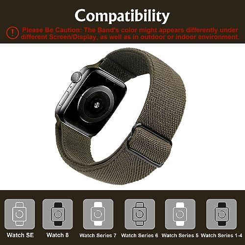 Image of Arae Stretchy WatchBand Compatible for Apple Watch Band 49 /45 /44 /42 /41 /40mm /38mm Comfortable Adjustable Sport Band for iWatch Series 10 9 8 7 6 5 4 SE 3 2 1 Women Men