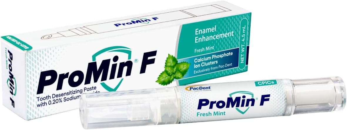 Pac-Dent ProMin F Tooth Desensitizing Paste Pen with 0.20% Sodium Fluoride & CPIC Technology - Reduces Sensitivity via Remineralization & Tubule Occlusion, Works Fast to Reduce Sensitivity