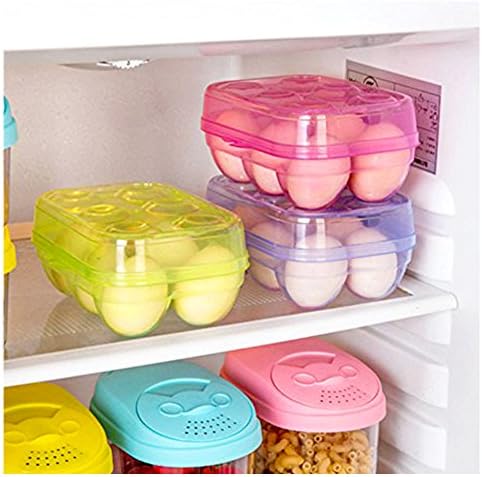 JAMOR 6 Grid Egg Storage Box Refrigerator Crisper Egg Protection Box Portable Egg Carriage Container For Camping Picnic Essential (White)