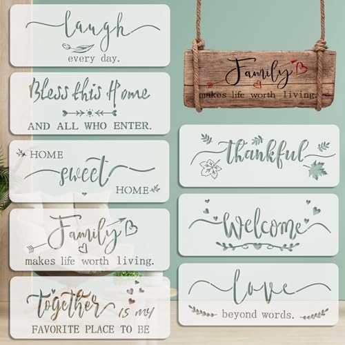 OOTSR 8 Drawing Stencil Templates for Wood Art, Inspirational Quote Signs & More