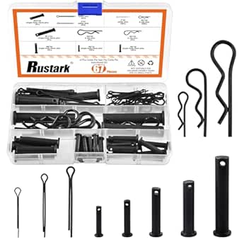 Hilitchi 100Pcs 10Sizes M5 M6 M8 M10 M12 Black Clevis Pins Assortment Kit With Cotter Pin Hair Pin Zinc Plated Steel Flat Head Clevis Pins Single Hole Clevis Pin For Mechanics Repair