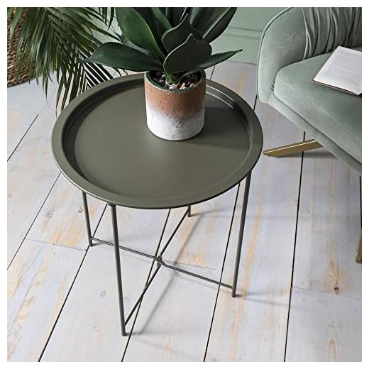 Noa and Nani Metal Side Table In Olive Green