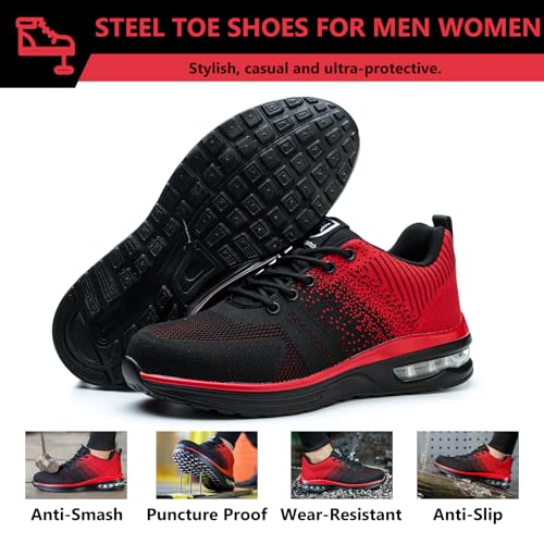 Image of Steel Toe Shoes for Men Women Lightweight Comfortable Work Shoes Indestructible Slip Resistant Safety Shoes for Construction