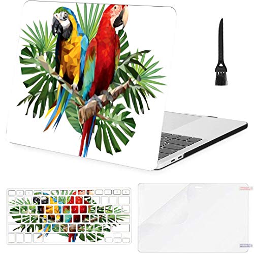 Ilustración de la Funda de Macbook Pro Dibujo Poligonal Green Wing Blue Macbook Pro 15"(SIN CD-ROM, versión 2016-2018) A1707 / A1990 Funda de plástico Cubierta para Teclado y Protector de Pantalla