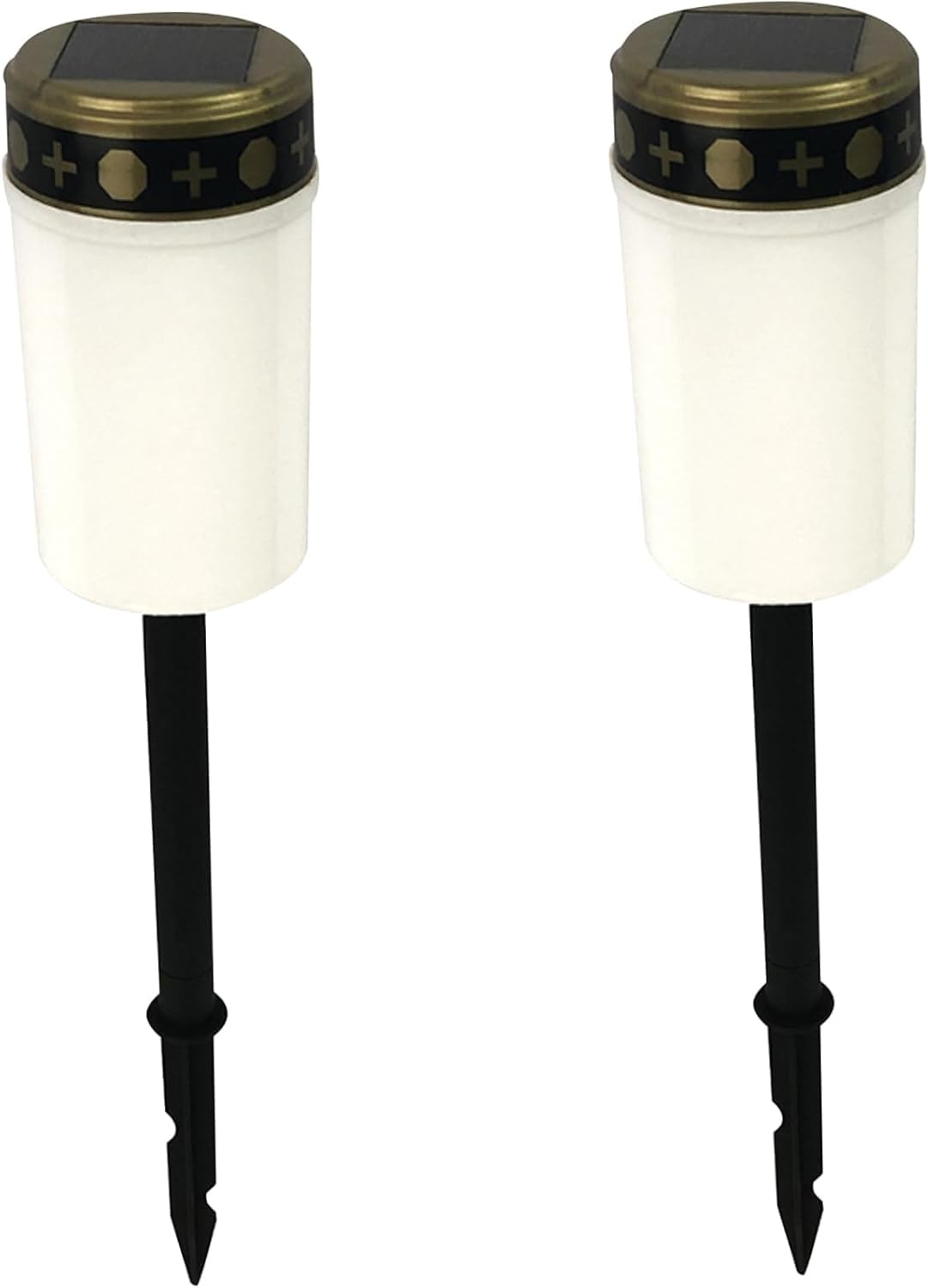 Chencunquangod 2Pcs Solar Grave Lights, Waterproof Solar Cemetery Lights, Flameless Solar Memorial Candles for Decorations Memorial Gifts (White Head)