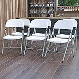 Flash Furniture 6 Pack HERCULES Series 330 lb. Capacity White Plastic Folding Chair with Gray Frame