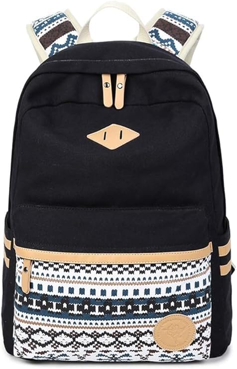 Women’s Stylish I Print Backpack Shoulder Bag For Girls, Water Resistant Anti-theft Backpack, Women’s College Girls (Black)