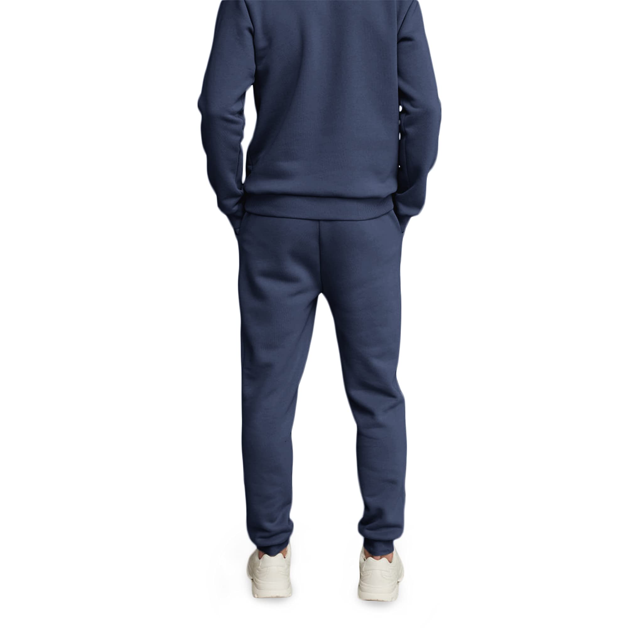 NOTWILD Men's Cotton Tracksuit Set Round Neck Sweatshirt Hoodie Jogger Sweatpants Regular wear Combo (Dark Blue) (M)