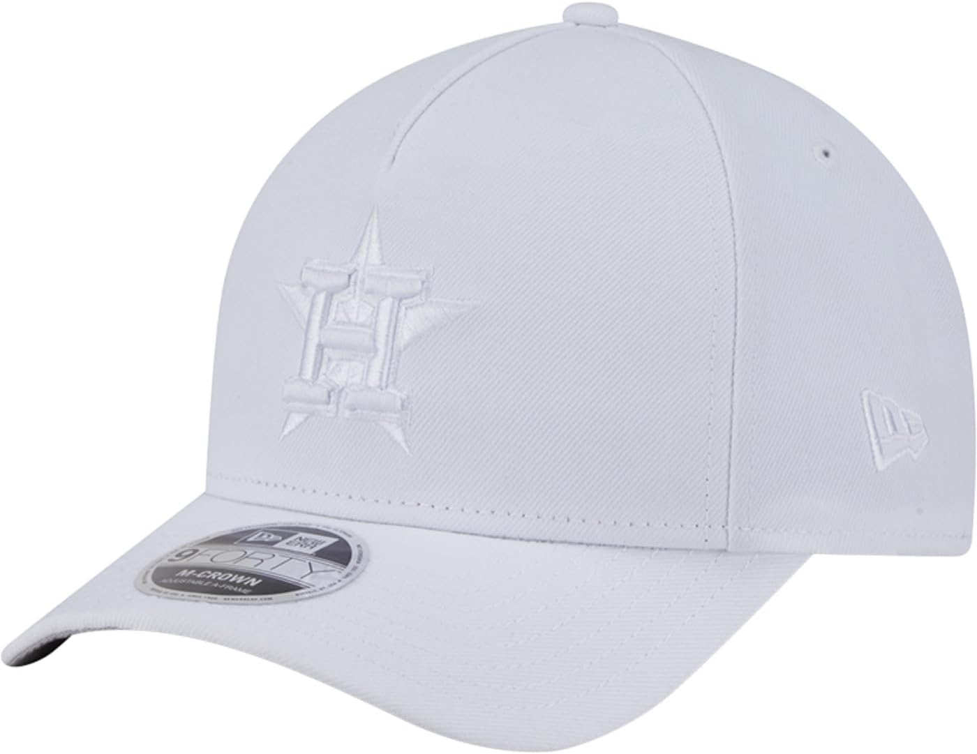 New Era Houston Astros 9FORTY M-Crown Wow White on White Snapback Cap, Adjustable Hat