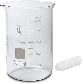 5000ml Beaker with Magnetic Stir Bar, Low Form Griffin, Borosilicate 3.3 Glass, Single Metric Scale, Karter Scientific 247R2 (Single)