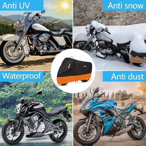 Heavy Duty Motorcycle Cover 300D Oxford Heavy Duty Oxford Dirt Bike Cover 450cc funda para Moto Protect from Rain Sun Snow Dust UV Storm Wind Electric Motorcycle rain Cover (XXL: 86" x 37" x 50") by seceles - Image 7