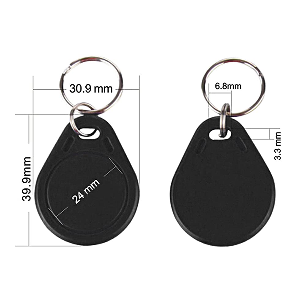 Portachiavi RFID 13,56 MHz F08 Token Key Tag UID sola lettura per sistema di controllo accessi – nero (confezione da 50)