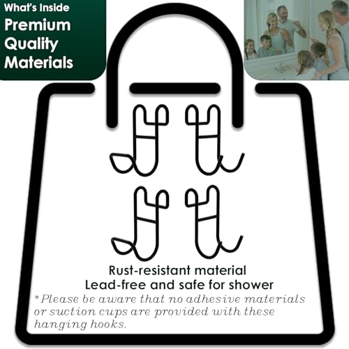 Image of Shower Caddy Hooks, Razor Hanger for Shelf and Loofah (Black - 2 Closed 2 Open)