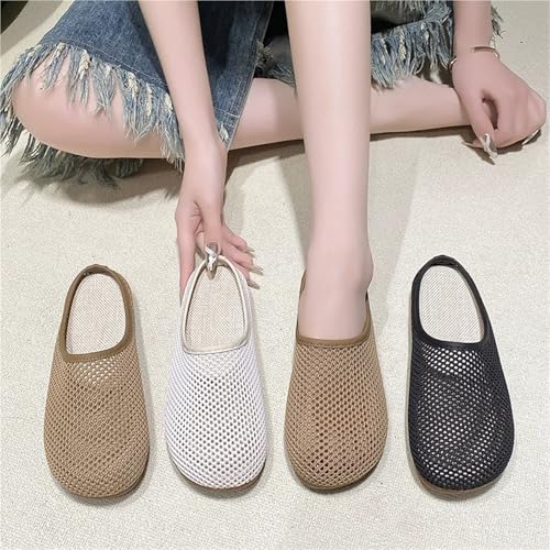 Women's Summer Baotou Mesh Half Slippers Soft Sole Breathable Flat Sole Home Slippers Outdoor Slippers2