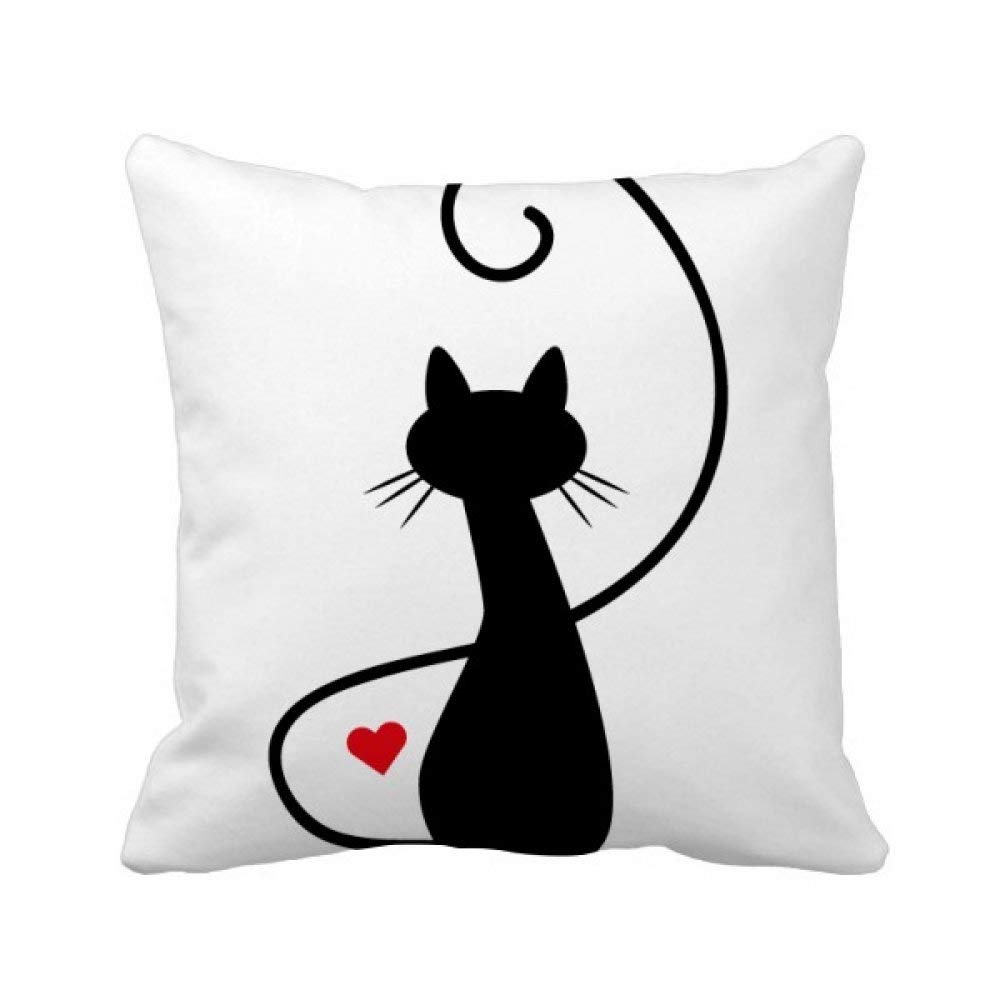Housse de coussin carrée motif chat cœur Meow chambre cocon