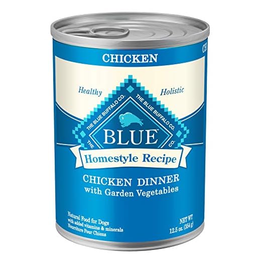 Blue Buffalo Homestyle Recipe Adult Wet Dog Food, Made with Natural Ingredients, Chicken Dinner with Garden Vegetables, 12.5-oz Can (Pack of 12)