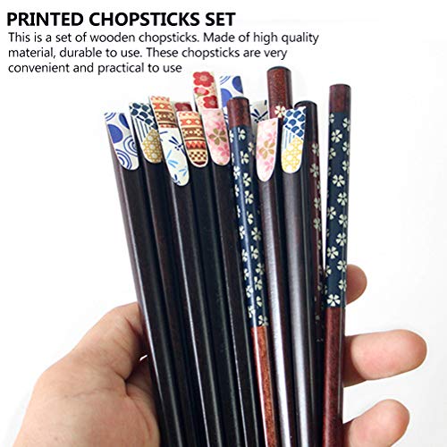 5 pares de pauzinhos de madeira estilo japonês conjunto de talheres de pauzinhos impressos para casa