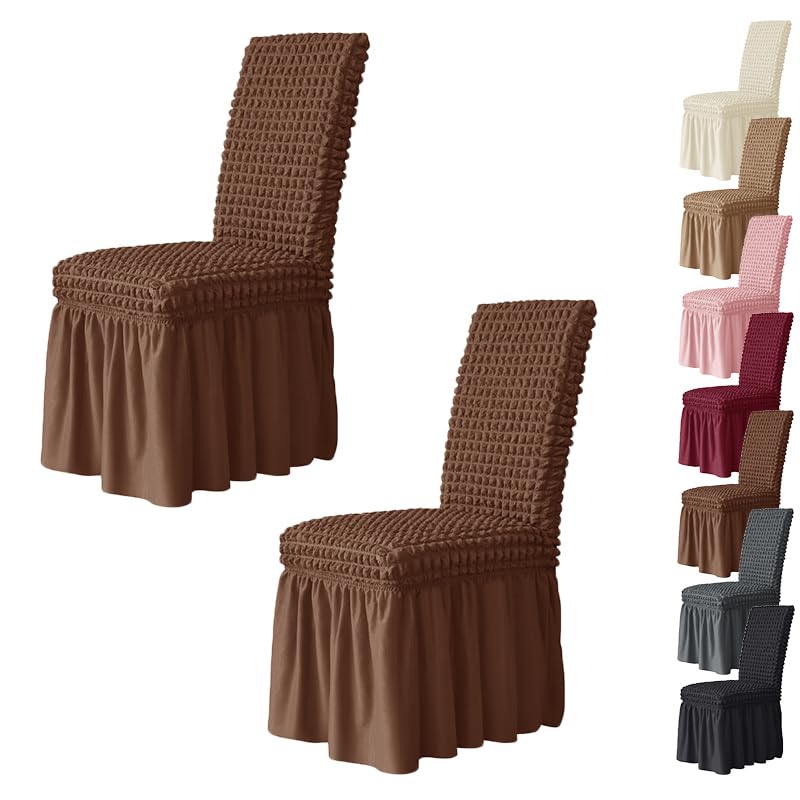 Housses de chaise bureau extensibles et lavables curry x2