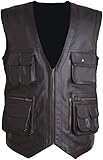 A-star plus Men's J World's Chris Pratt Owen Grady Brown Vest JW Adventure Motorcycle Leather Biker Vest (US, Alpha, X-Large, Regular, Regular, Brown)