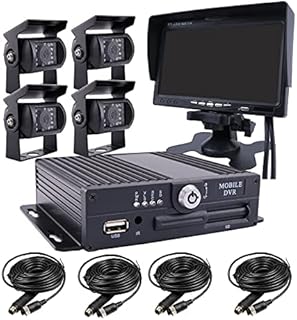 JOINLGO 4 Channel H.264 256GB 720P AHD HD Mobile Vehicle Car DVR MDVR Video Recorder Kit with 4pcs Waterproof Side Rear View Backup Night Vision Metal IR 1.0MP Car Camera 7