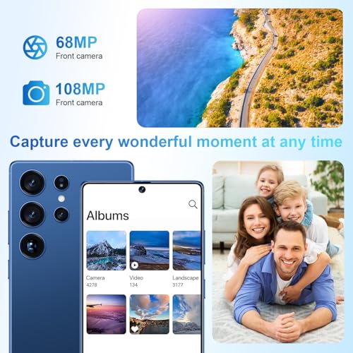 Image of S25 Ultra 5G Unlocked Smartphone,12GB+512GB Fully Cell Phone for Android 14, 6.99 inch Unlocked Cell Phone, 7000mAh, 68MP+108MP Dual Camera /Dual SIM /Fingerprint Lock /Face (Deep Blue)