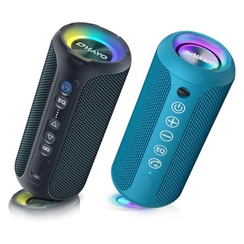 Ortizan X8PRO & X10 Blue, Portable Wireless Bluetooth Speakers, IPX7 Waterproof Shower Speaker with Deep Bass/LED Light/30H Battery/TF Card/AUX, True Wireless Stereo Speaker for Indoor&Outdoor Cover