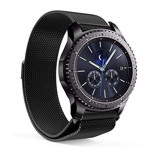 Image of AEETZ, Preimium Stainless Steel Milanese Band Strap Bracelet Magnetic Strap For Samsung Gear S3 Frontier & Classic Smart Watches - Milanese Black