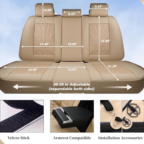 Image of Coverado Car Seat Covers Full Set, 5 Seats Front Seat Cover and Back Seat Covers for Cars, Automotive Seat Covers Nappa Leather Waterproof Seat Covers, Car Seat Protectors Universal for Cars Red