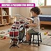 The Magic Toy Shop Large Kids Drum Set - Red & Black Junior Jazz Percussion Kit with 6 Drums, 3 Cymbals, Stool & Pedal - Beginner Musical Instrument Toy for Boys & Girls Age 3+ #4