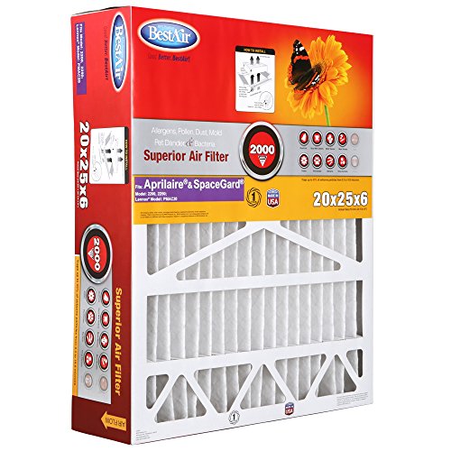 Bestair A201-Sgm-Box-11R Ac Furnace Air Filter, 20" X 25" X 6", Merv 11, With Cardboard Frame, Fits 100%, For Aprilaire/Spacegard 2200, 2250 (201) & Lennox Pmac-20C 24", Pack Of 2 #TOP4