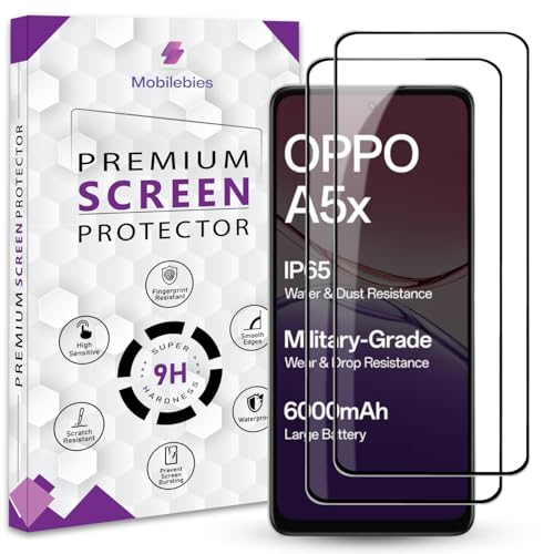 Image of Premium Tempered Glass Screen Protector Guard For Oppo A5X 5G (6.67 Inch, Pack of 2) | Edge to Edge Coverage With Easy to installation kit