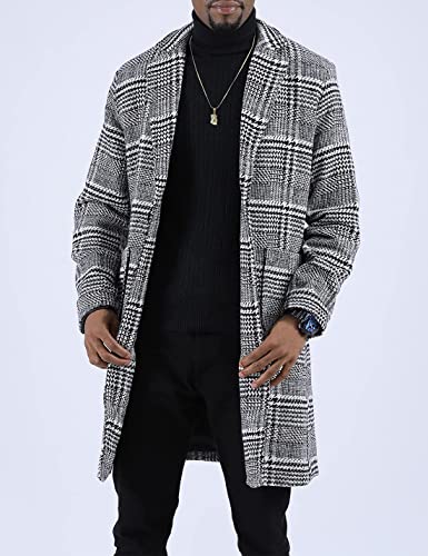 image for Springrain Men's Wool Blend Pea Coat Notched Collar Single Breasted Ov