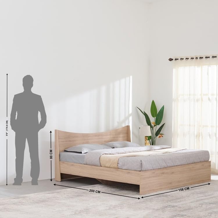 Image of Home Centre Helios Alton Queen Bed |Engineered Wood Queen Bed| (Oak) |1 Year Warranty