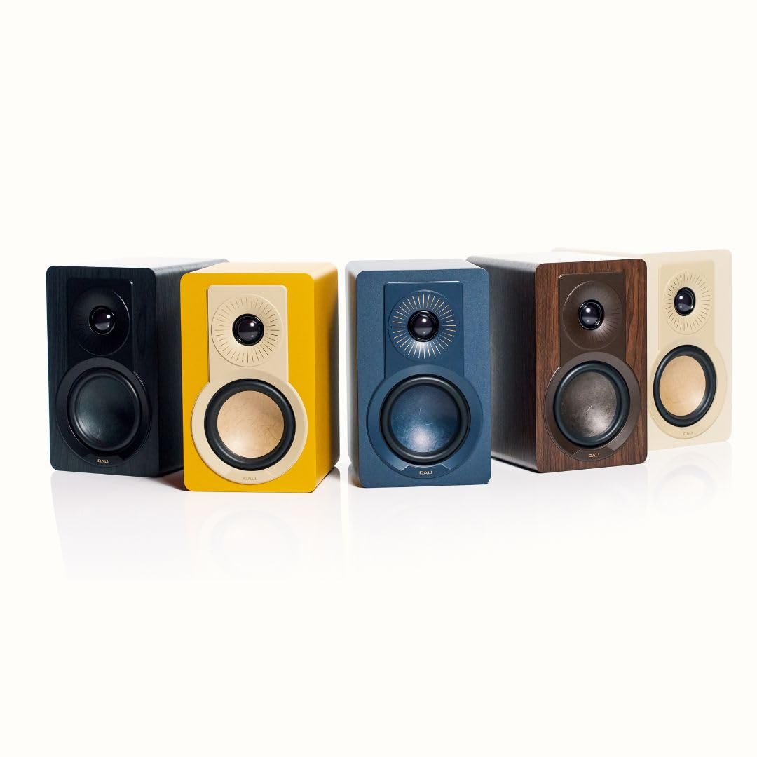 DALI KUPID Premium-Kompakt-Passiv-HiFi-Regallautsprecher, 2-Wege-Design mit 4,5-Zoll-Tieftöner und 1-Zoll-Hochtöner, inklusive Wandhalterung (Paar) – Goldgelb